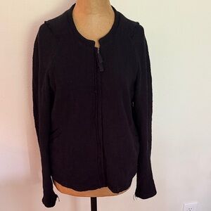 Humanoid sz L Black and Dark Blue textured lightweight Bomber Zip-Up Cardigan